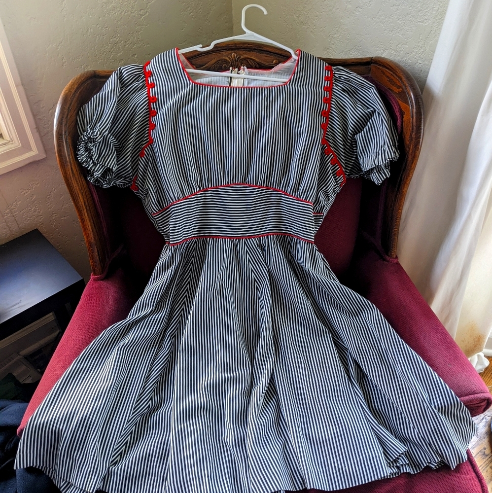 Striped Mexican vintage dress plus size 1X-2X